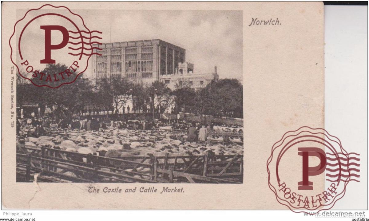Cartes Postales: Norwich the castle and Cattle market