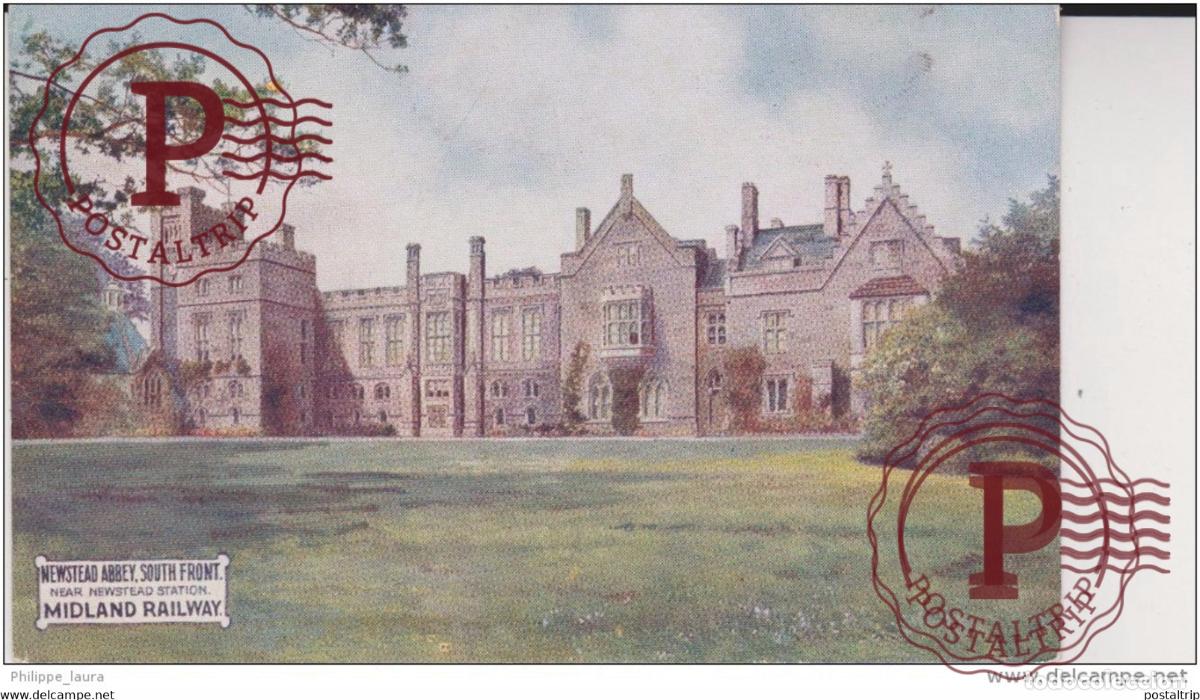 Cartes Postales: NEWSTEAD ABBEY, SOUTH FRONT, NEAR NEWSTEAD STATION MIDLAND RAILWAY