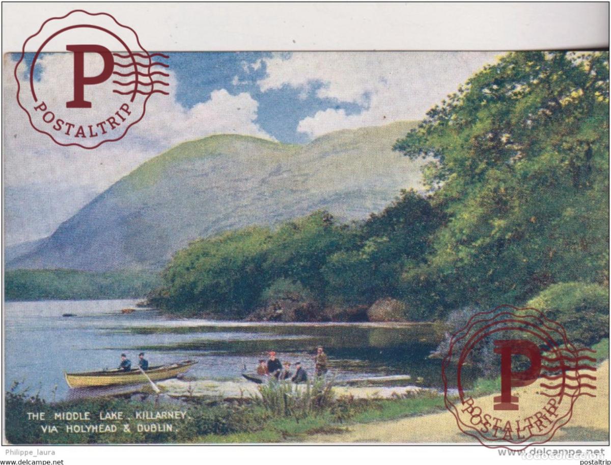 Postales: THE MIDDLE LAKE. VIA HOLYHEAD & DUBLIN. L. & N. W. RAILWAY