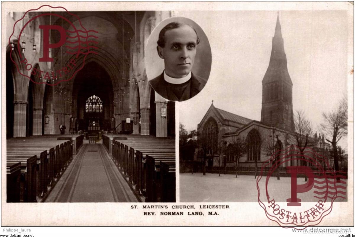 Postales: ST. MARTIN CHURCH. LEICESTER. REV NORMAN LANG, M.A 1912