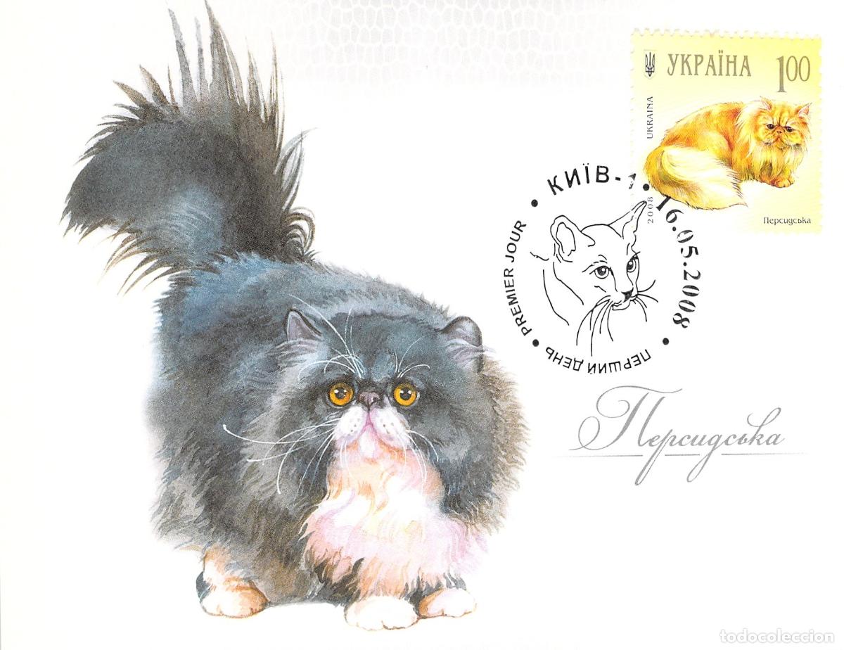 Postales: Postal de Gato Persa con Matasellos Primer D&iacute;a de Kiev Ucrania