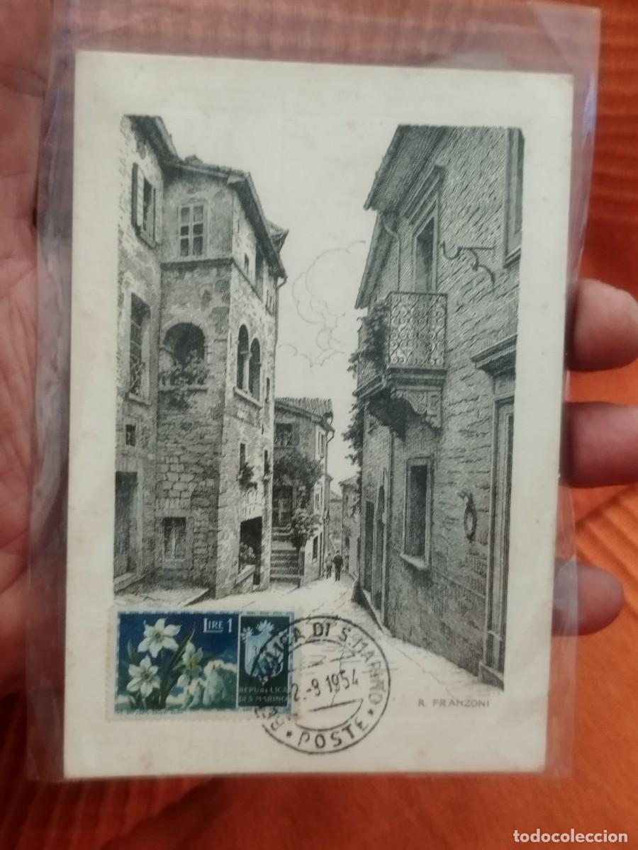 Postales: Antigua tarjeta postal de calle medieval en la Rep&uacute;blica de San Marino. Firmada R. Franzoni.