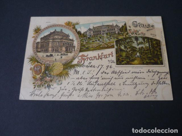 Postais: FRANKFURT ALEMANIA POSTAL CROMOLITOGAFICA SIN DIVIDIR GRUSS AUS