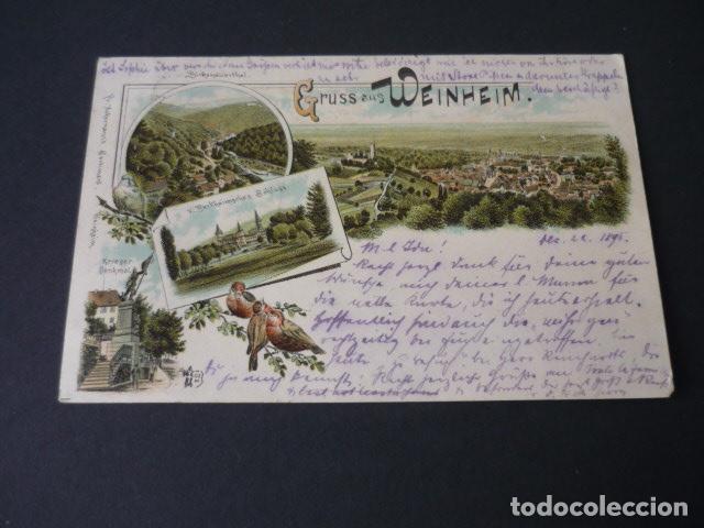 Postales: WEINHEIM ALEMANIA POSTAL CROMOLITOGAFICA SIN DIVIDIR GRUSS AUS