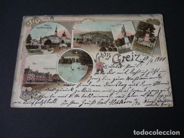 Postales: GREIZ ALEMANIA POSTAL CROMOLITOGAFICA SIN DIVIDIR GRUSS AUS