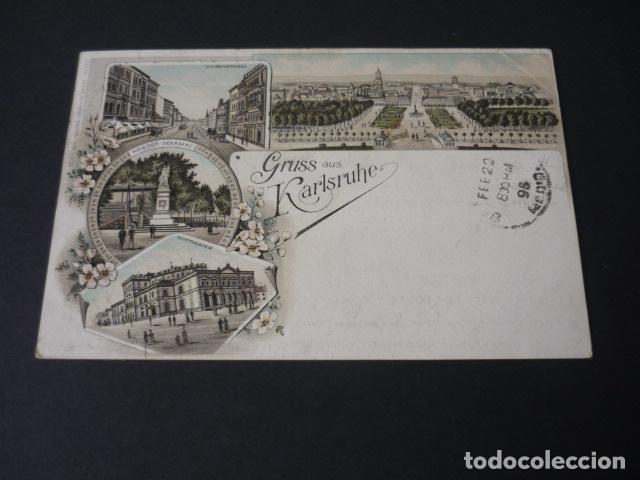 Postkarten: KARLSRUHE ALEMANIA POSTAL CROMOLITOGAFICA SIN DIVIDIR GRUSS AUS