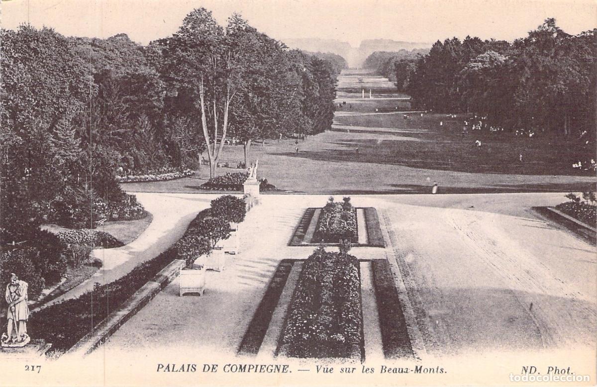 Postales: Postal del Palacio de Compi&egrave;gne y Vista de los Beaux-Monts