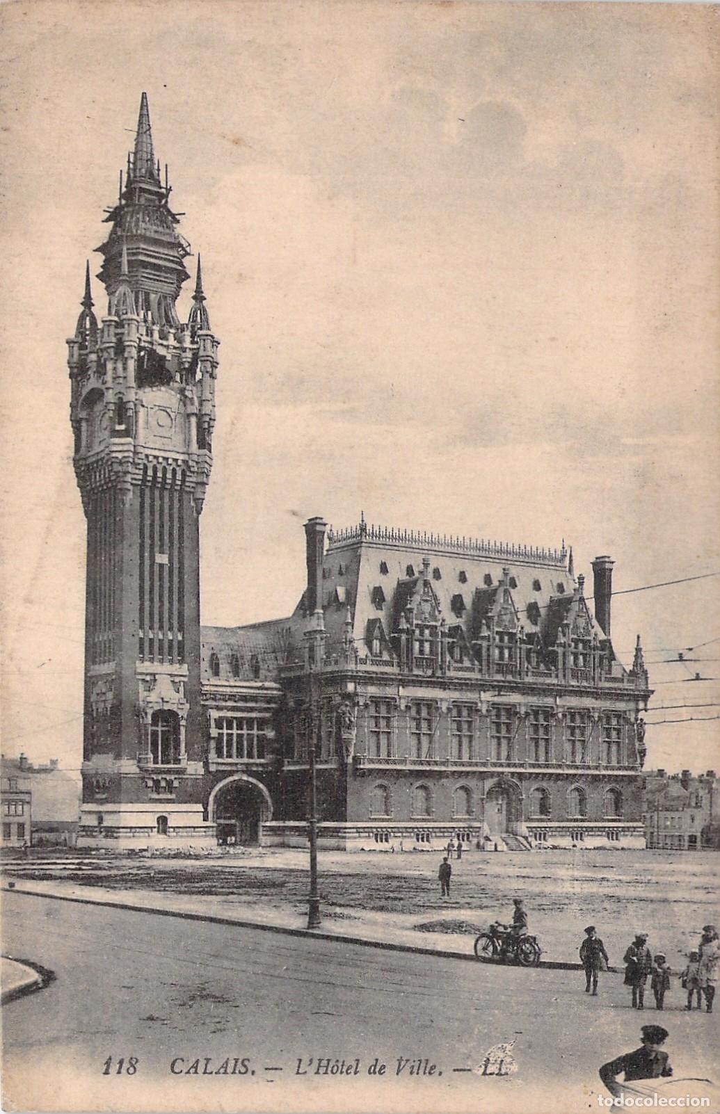 Postkarten: Postal del Ayuntamiento de Calais, Francia - H&ocirc;tel de Ville