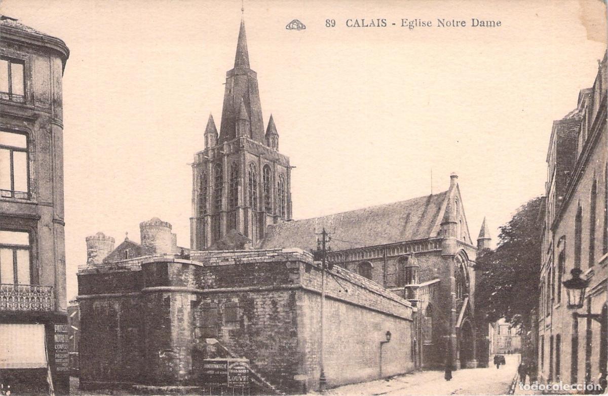 Postkarten: Postal de la Iglesia de Notre Dame en Calais, Francia