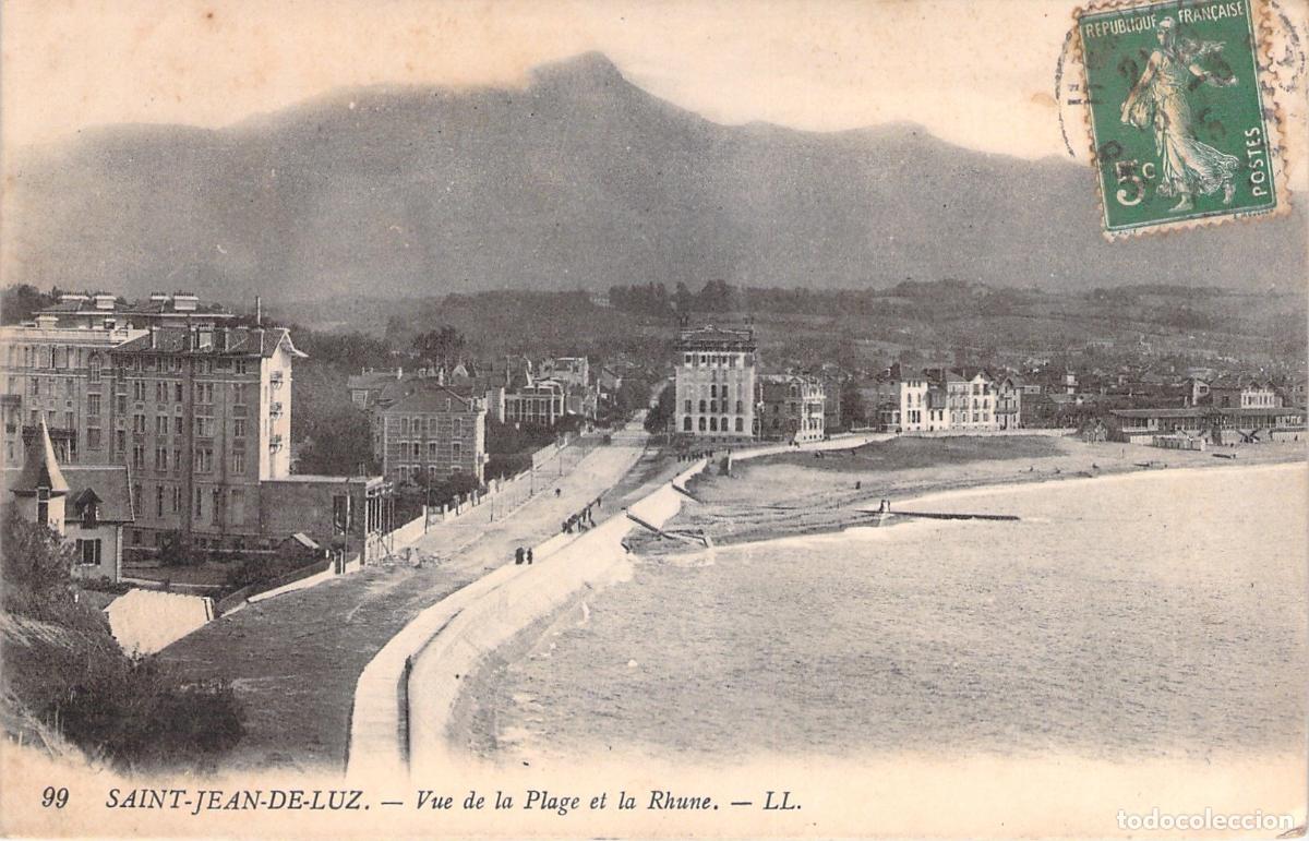 Postkarten: Postal de Saint-Jean-de-Luz: Vista de la Playa y La Rhune