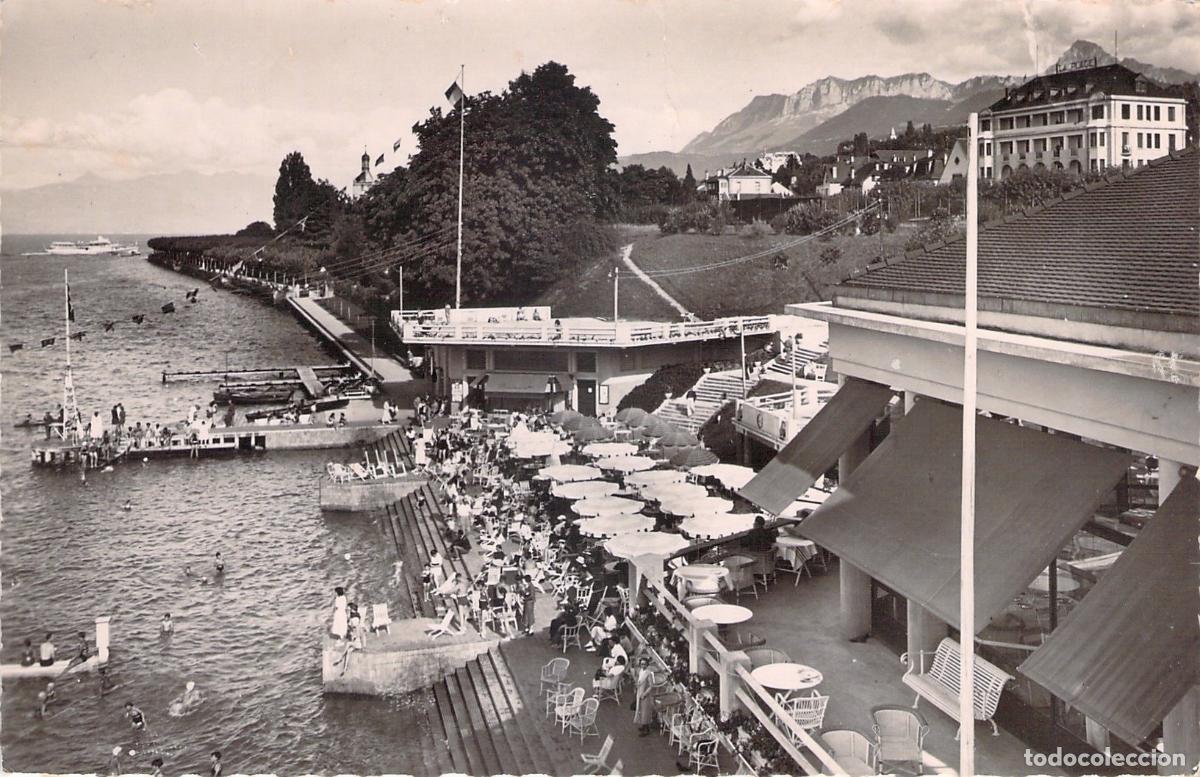 Postales: Postal de Evian-les-Bains La Plage Alta Saboya