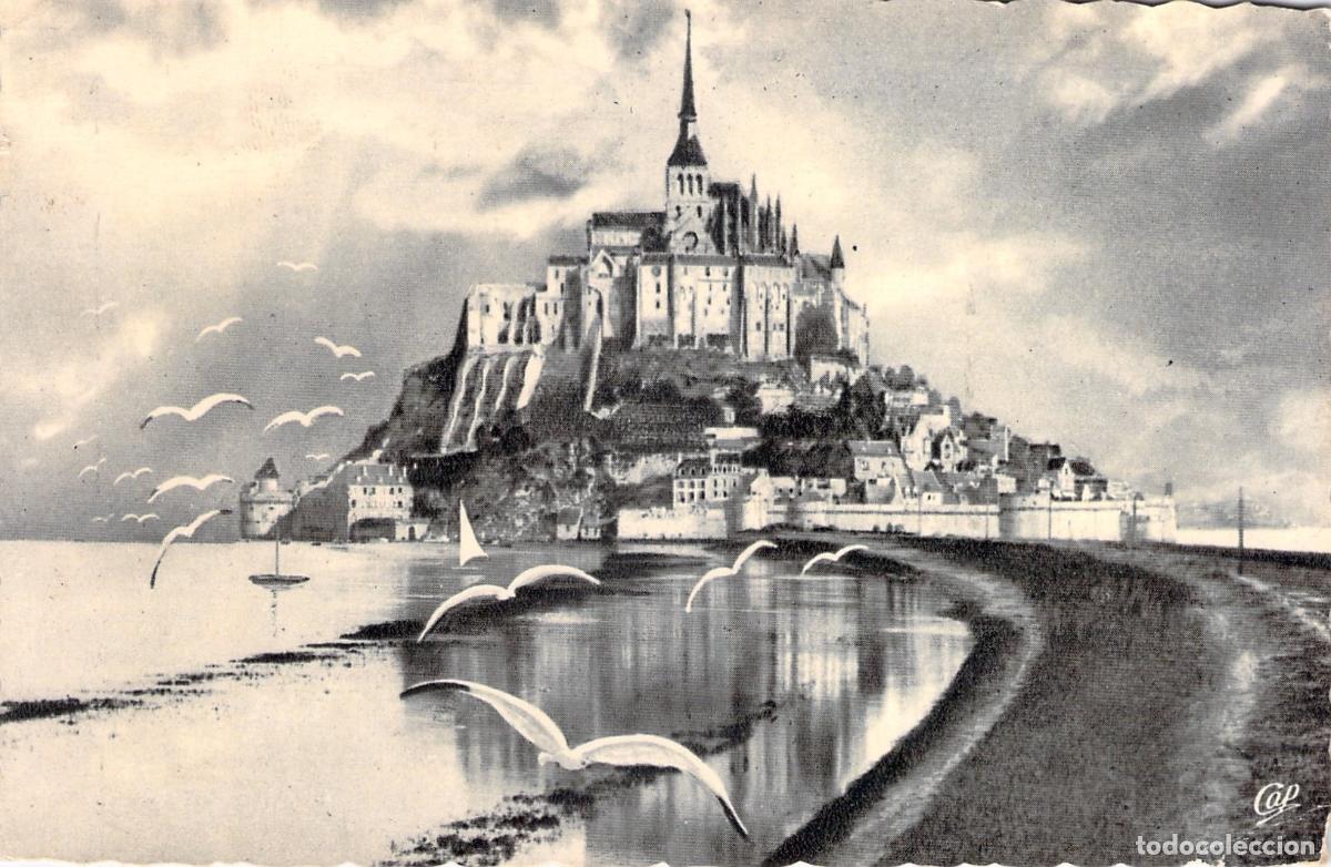 Postales: Postal de Le Mont Saint-Michel - Vista desde el Dique en Marea Alta
