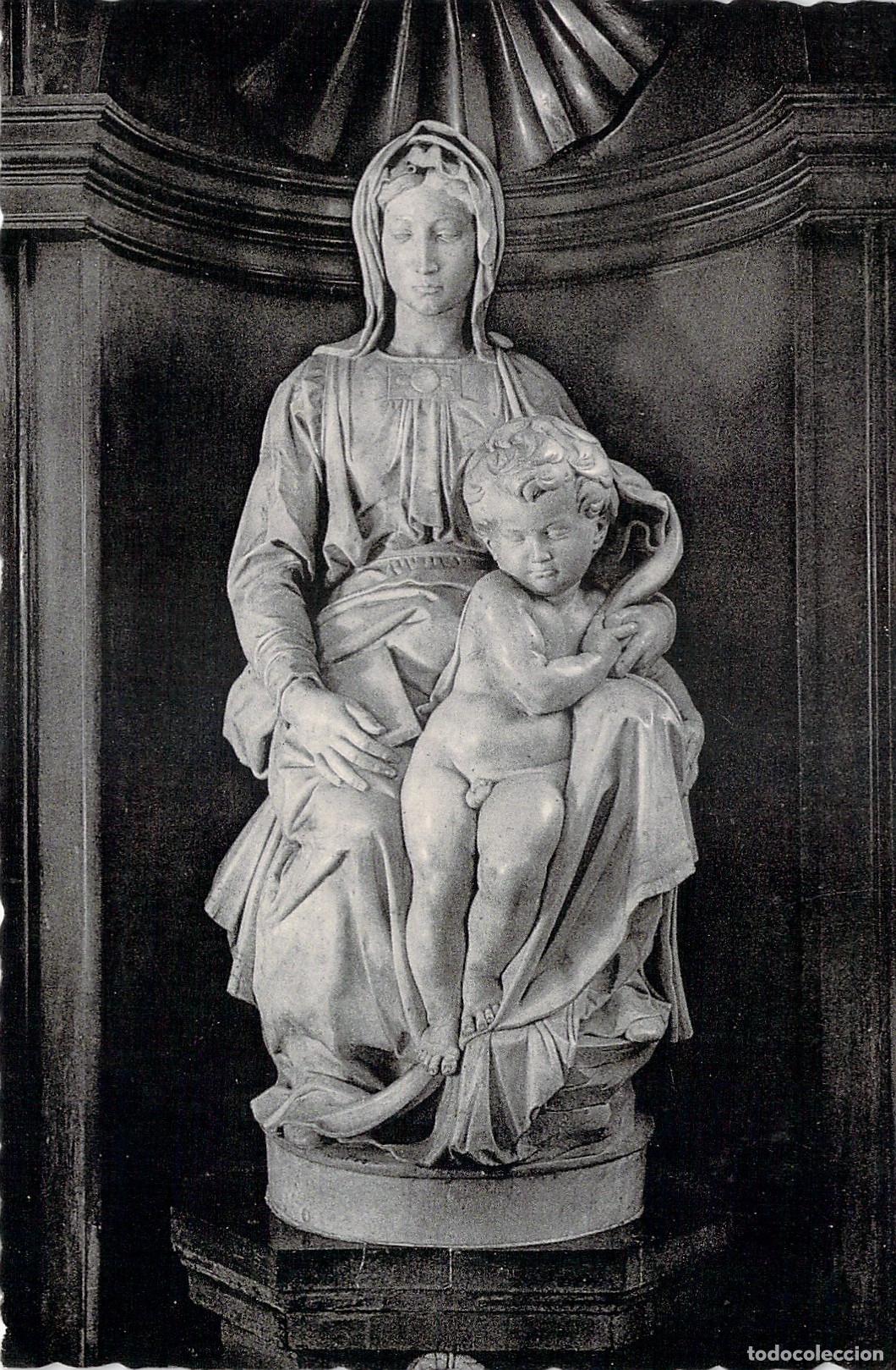 Postales: Postal Escultura Virgen con el Ni&ntilde;o de Miguel &Aacute;ngel Brujas