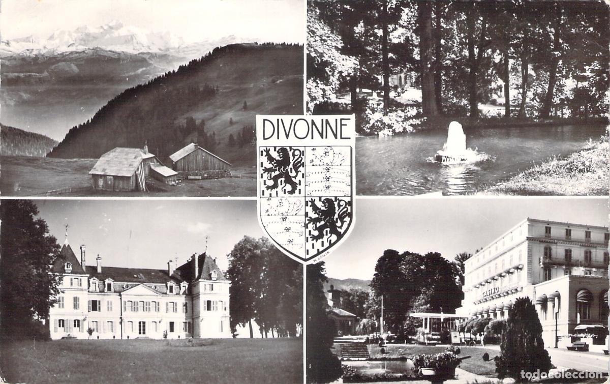 Postales: Postal Multivista de Divonne-les-Bains, Francia con Castillo y Casino