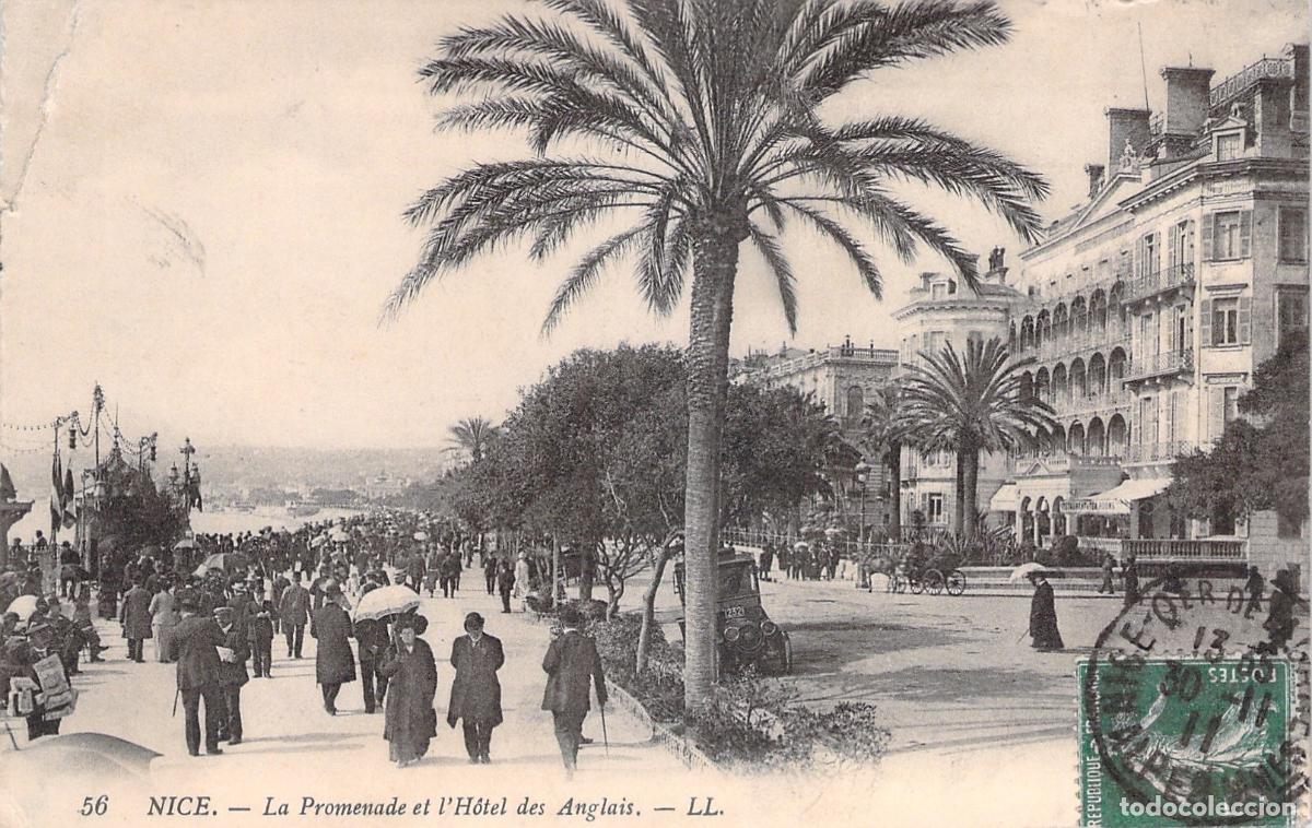 Postales: Postal de Niza Francia Promenade y H&ocirc;tel des Anglais