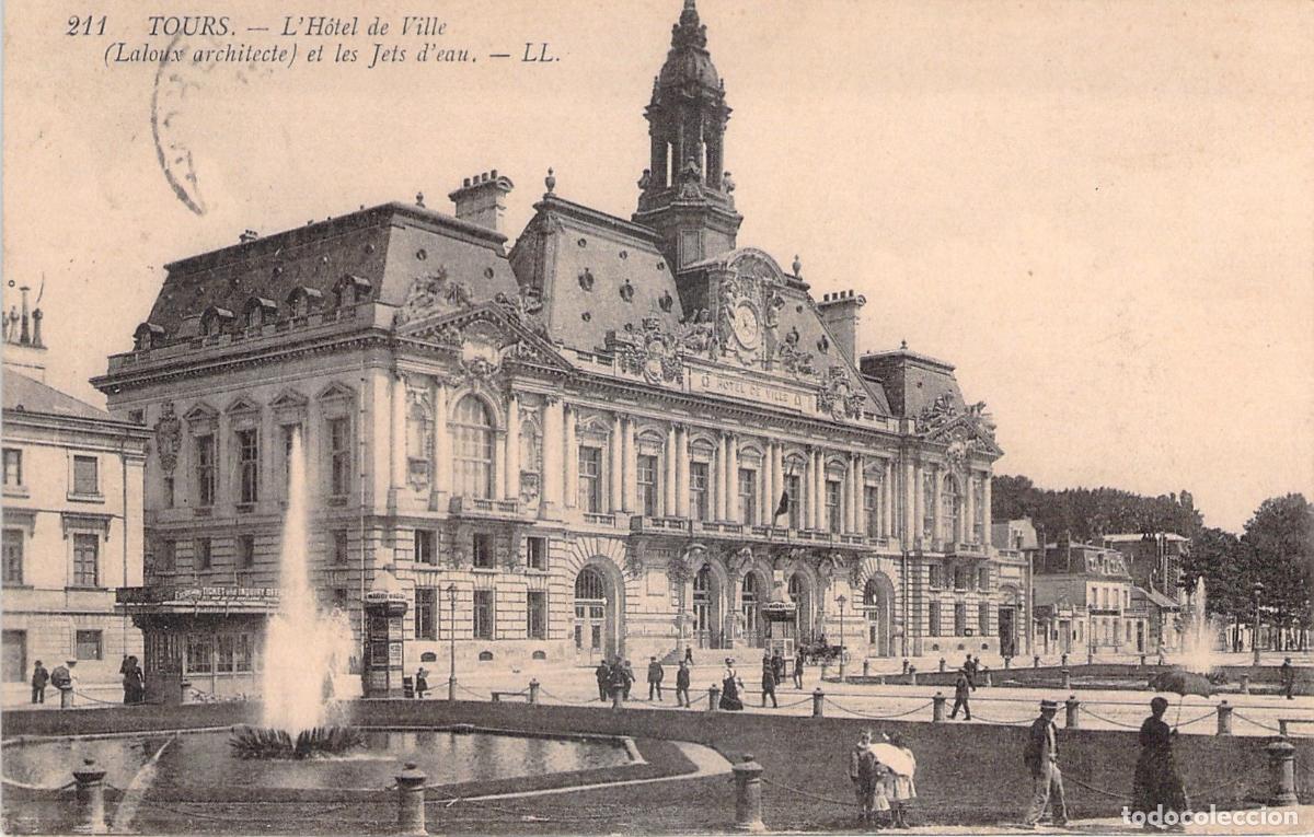 Postales: Postal del Ayuntamiento de Tours y Fuentes de Agua