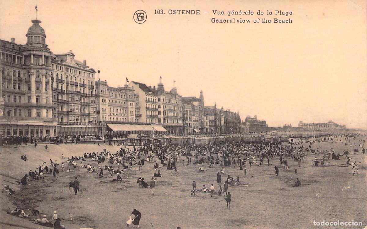 Postales: Postal de la Vista General de la Playa de Ostende, B&eacute;lgica