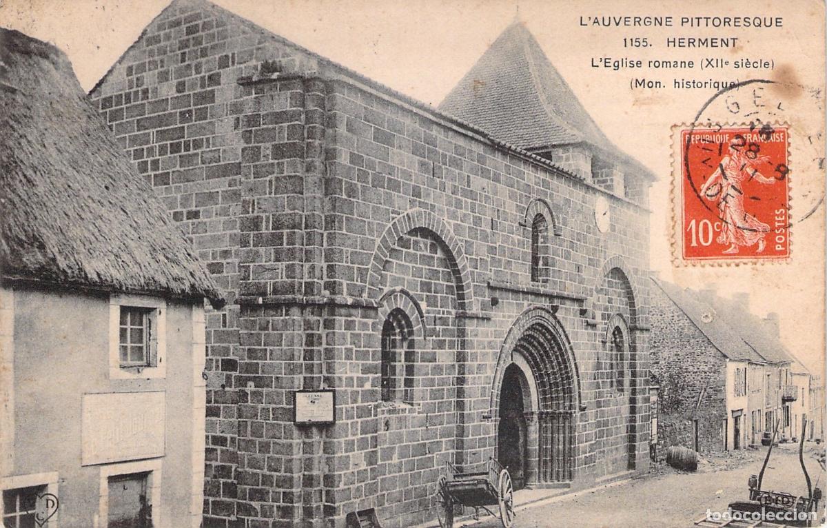 Postales: Postal de la Iglesia Rom&aacute;nica de Herment, Auvernia, Francia