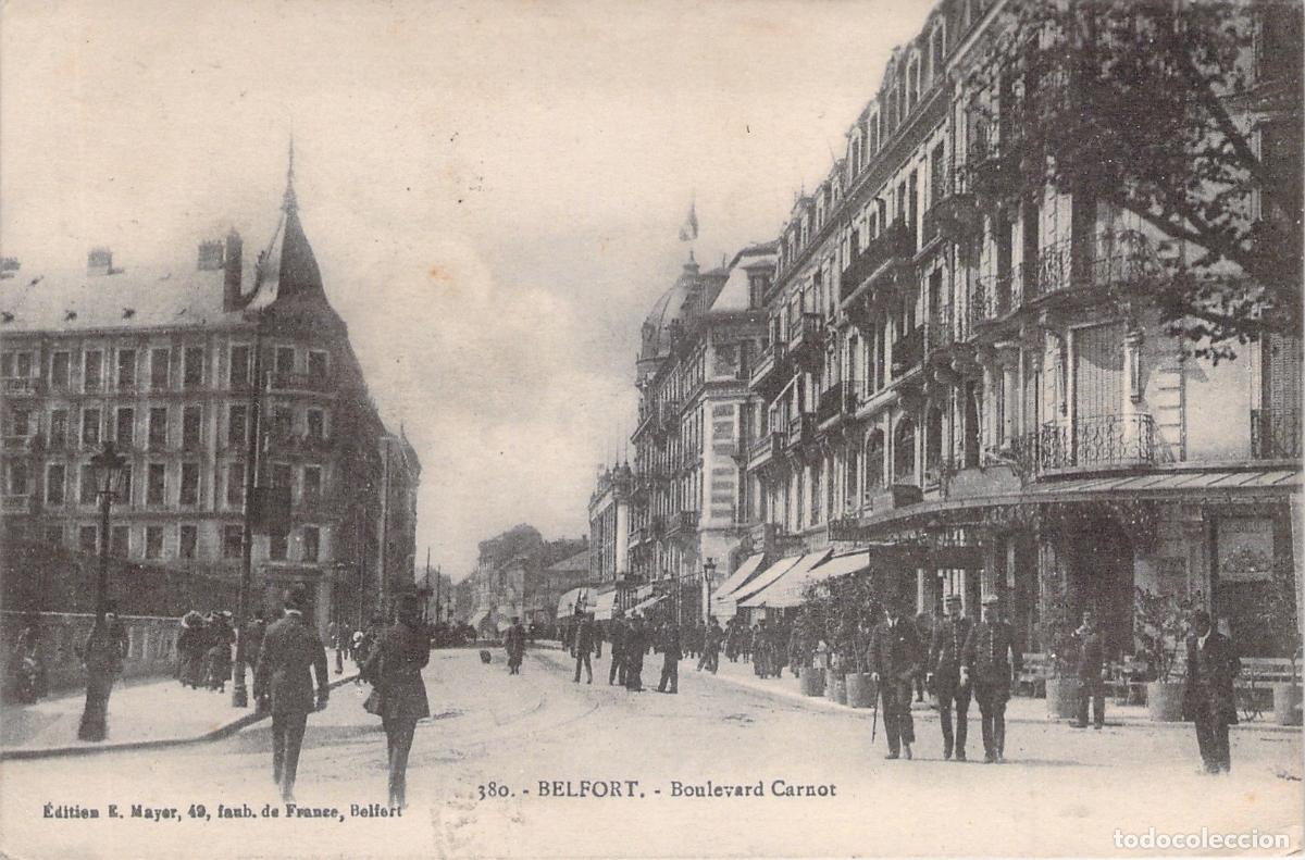 Postales: Postal de Belfort: Vista de la &eacute;poca del Boulevard Carnot