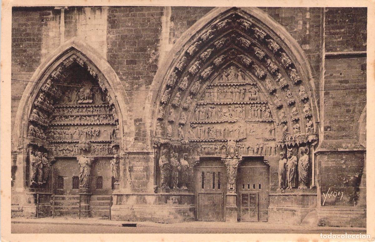 Postales: Postal del Portal Norte de la Catedral de Reims, Francia