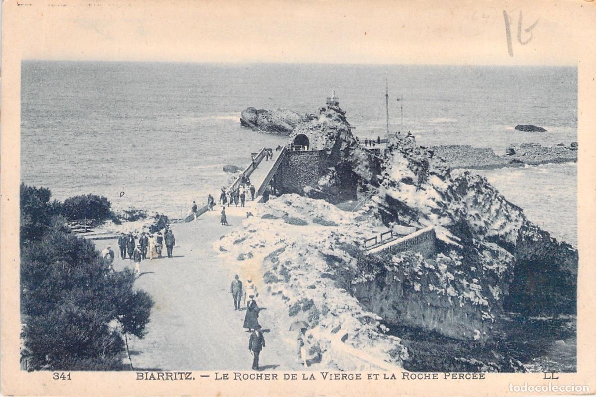 Postales: Postal de Biarritz - Le Rocher de la Vierge y Roche Perc&eacute;e