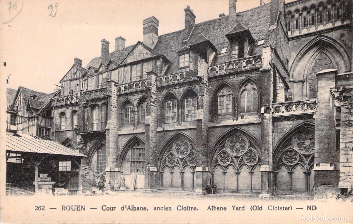 Postkarten: Postal de la Cour d'Albane y Antiguo Claustro en Rouen, Francia