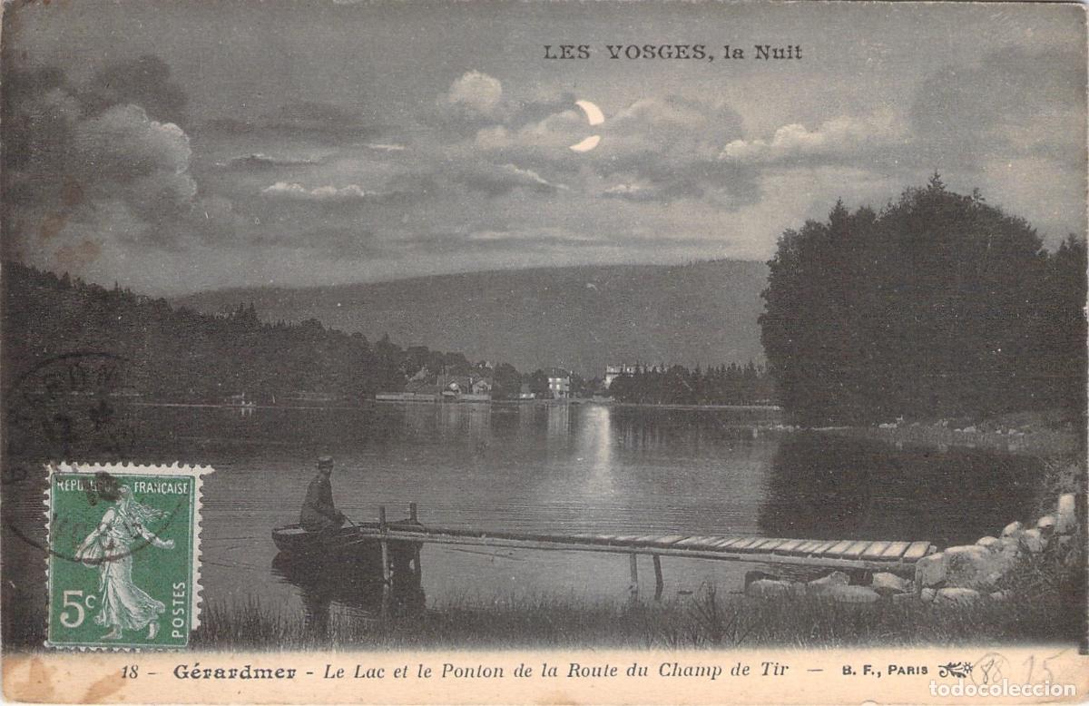 Postkarten: Postal de G&eacute;rardmer, El Lago y el Pont&oacute;n de Noche, Vosgos