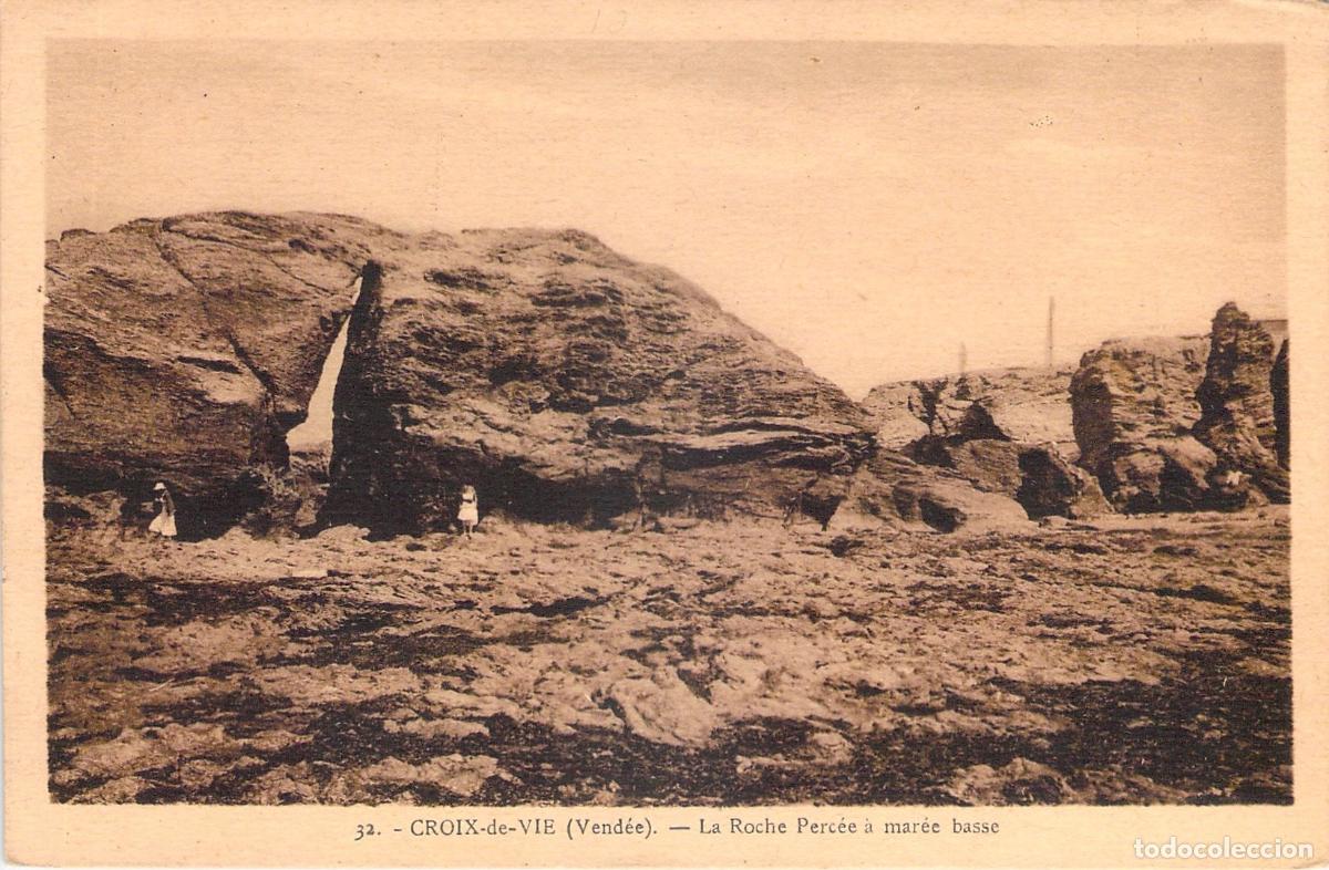 Postkarten: Postal Croix-de-Vie Vend&eacute;e La Roche Perc&eacute;e Marea Baja Francia