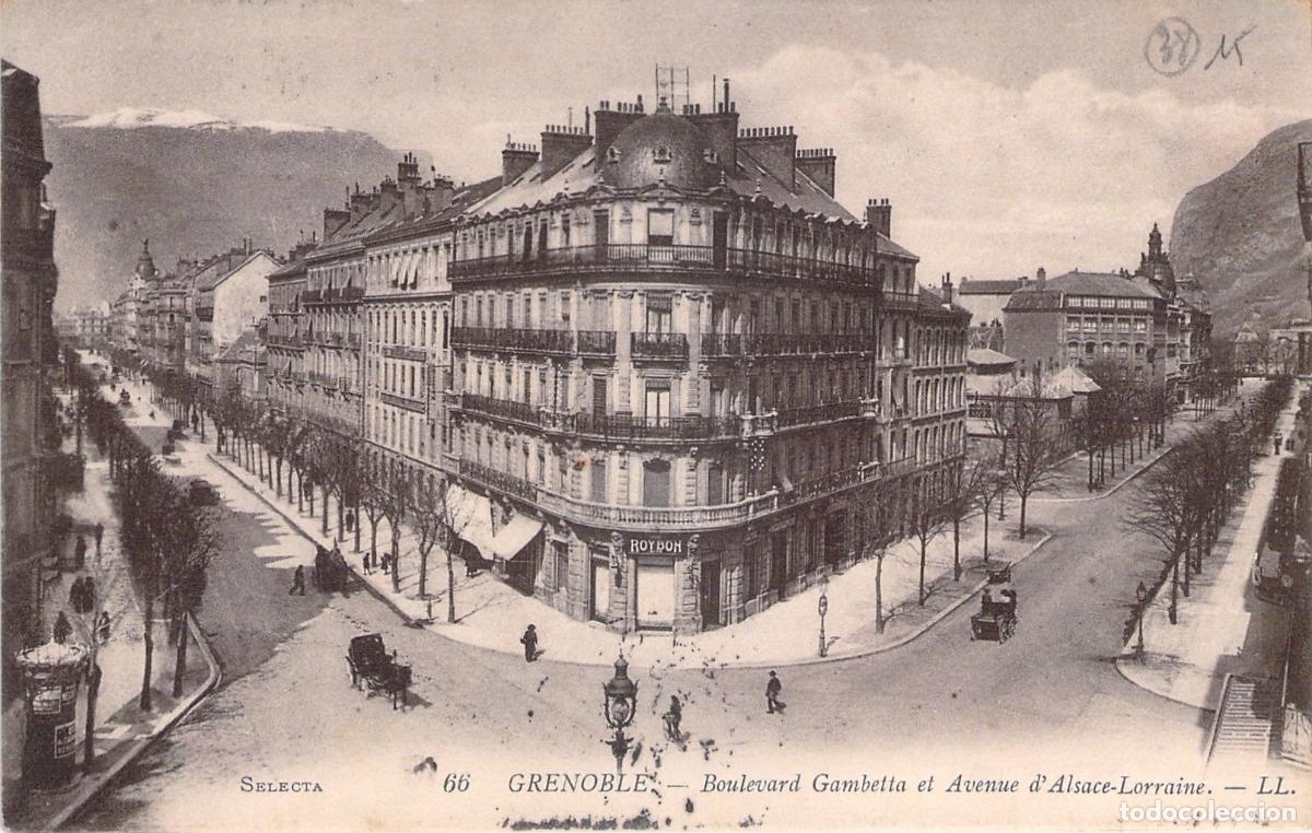 Postales: Postal de Grenoble: Boulevard Gambetta y Avenue d'Alsace-Lorraine