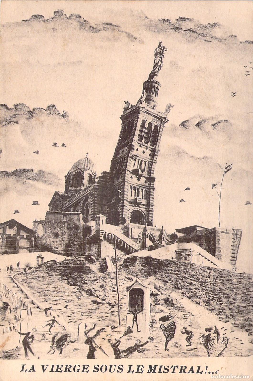 Postales: Postal de Marsella Notre-Dame de la Garde y el Mistral