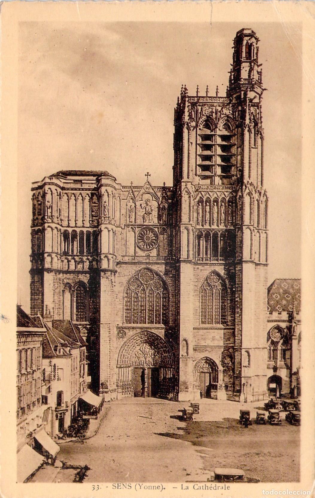 Postkarten: Postal de la Catedral de Sens, Yonne, Arquitectura G&oacute;tica Francesa
