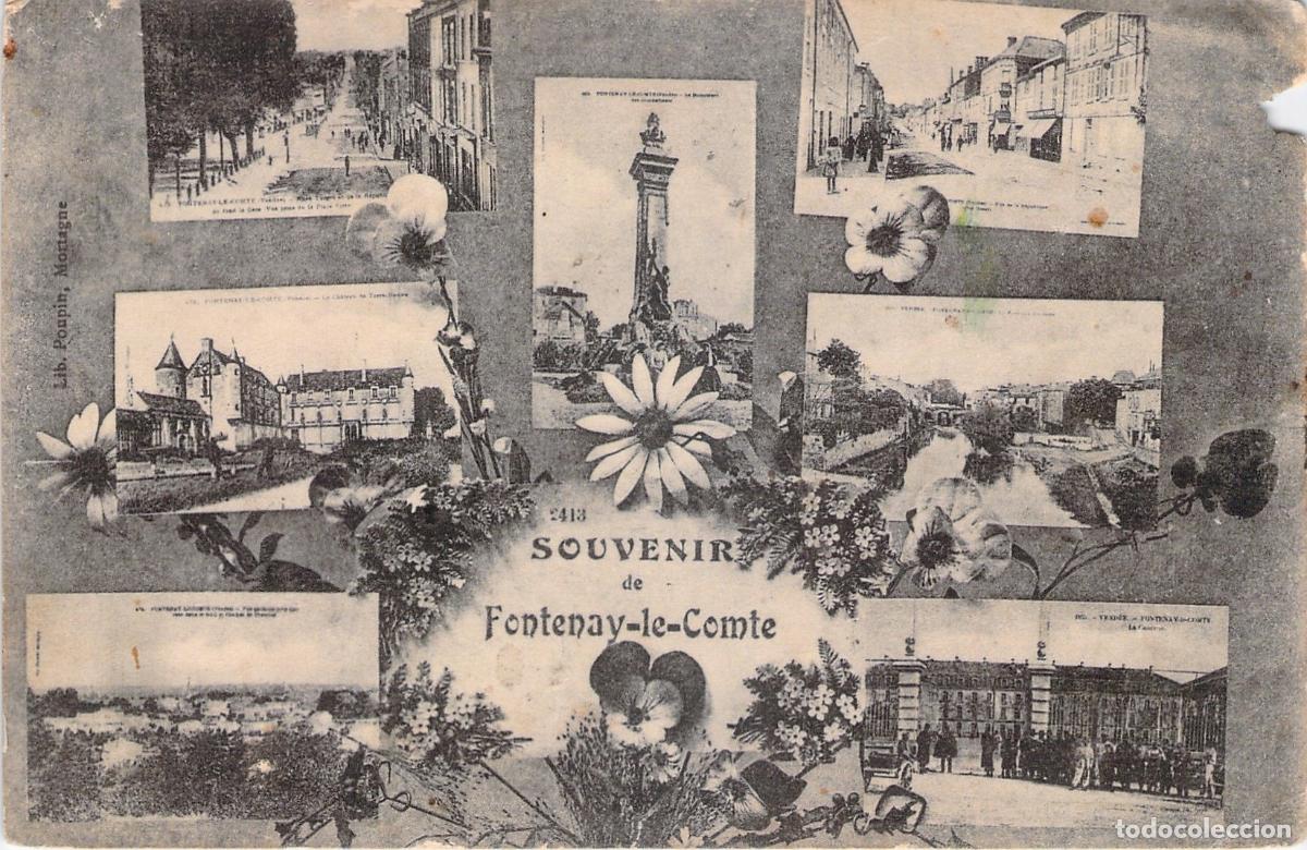 Postales: Postal Souvenir de Fontenay-le-Comte con Varias Vistas de la Ciudad