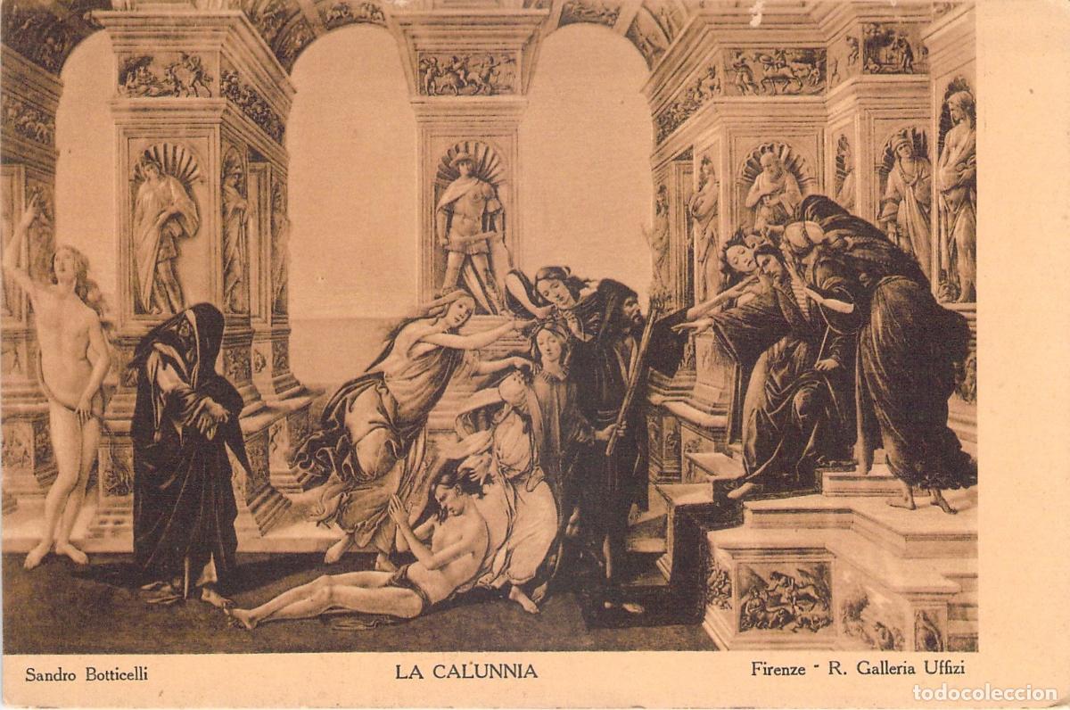Postales: Postal de Arte Sandro Botticelli La Calunnia Galer&iacute;a Uffizi Florencia