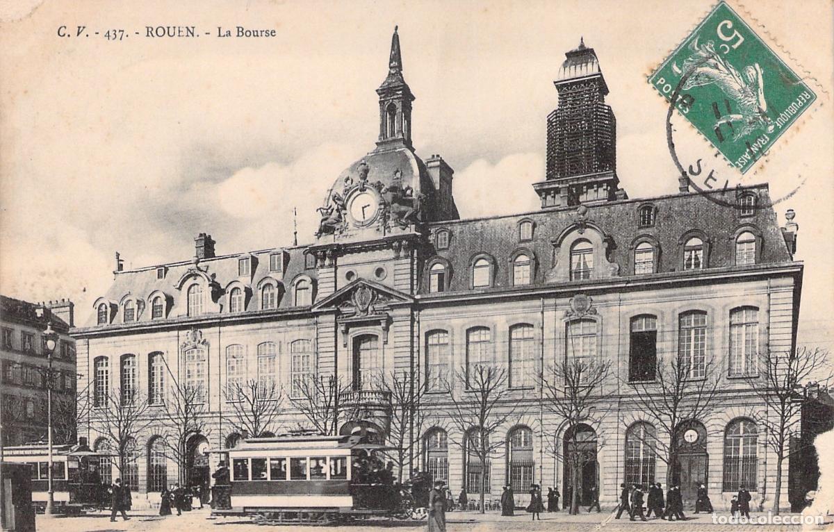 Postales: Postal de Rouen La Bourse y Tranv&iacute;as, Normand&iacute;a Francia