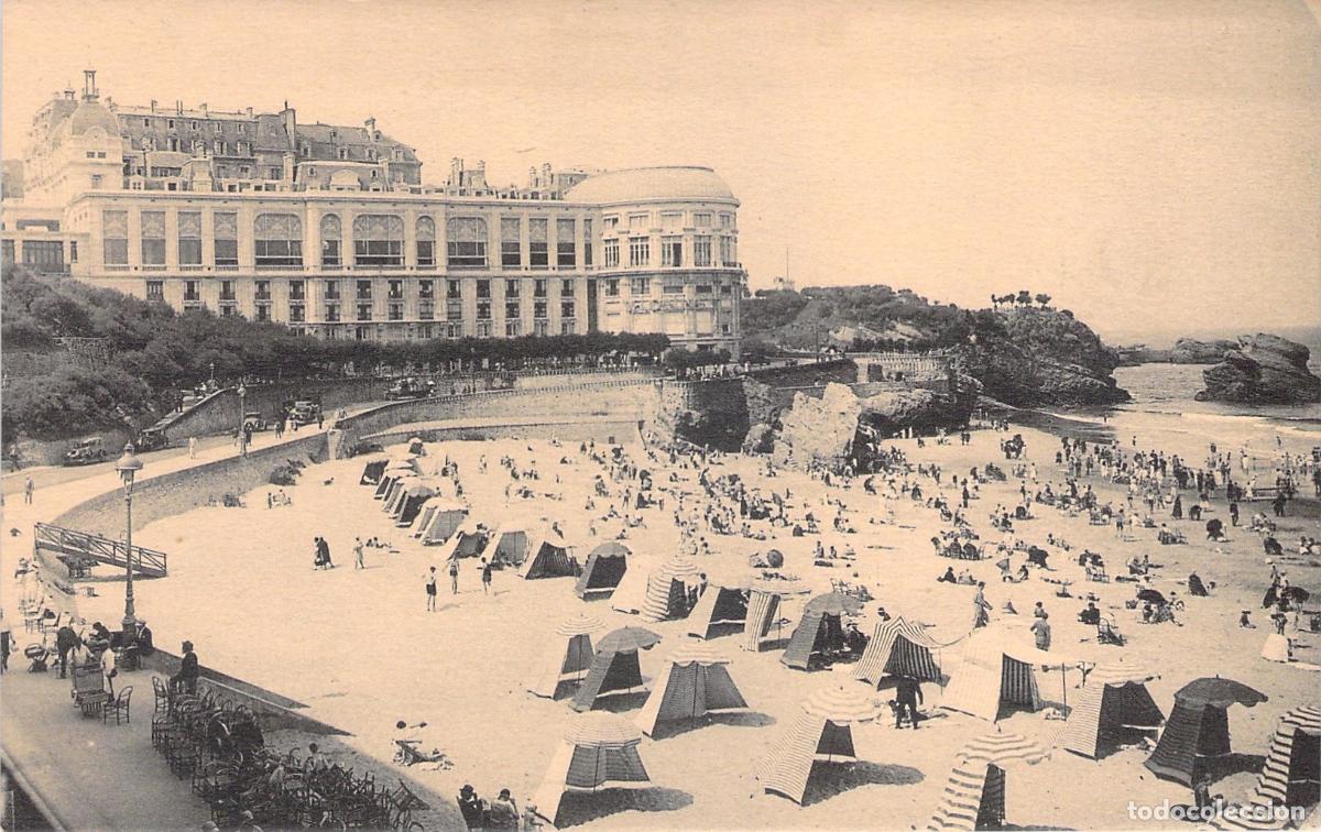 Postales: Postal de la Gran Playa y el Casino Bellevue en Biarritz