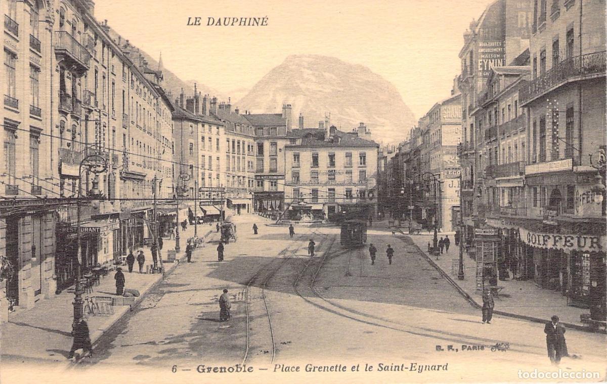 Postales: Postal de Grenoble, Place Grenette y el Monte Saint-Eynard, Francia