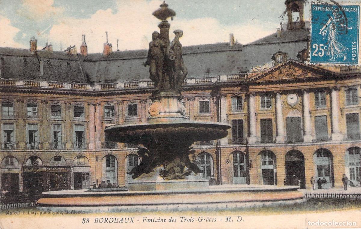 Postkarten: Postal de Burdeos - Fuente de las Tres Gracias, Plaza de la Bolsa