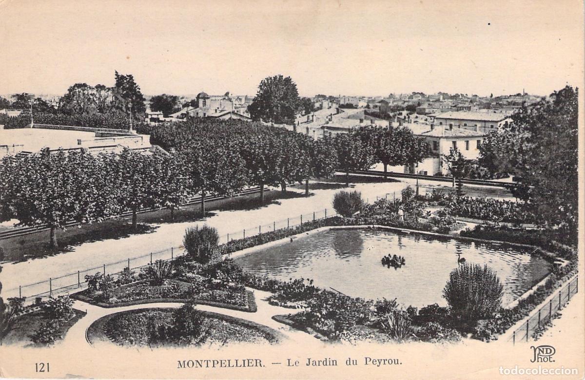 Postcards: Postal de Montpellier, Francia - Le Jardin du Peyrou con Estanque