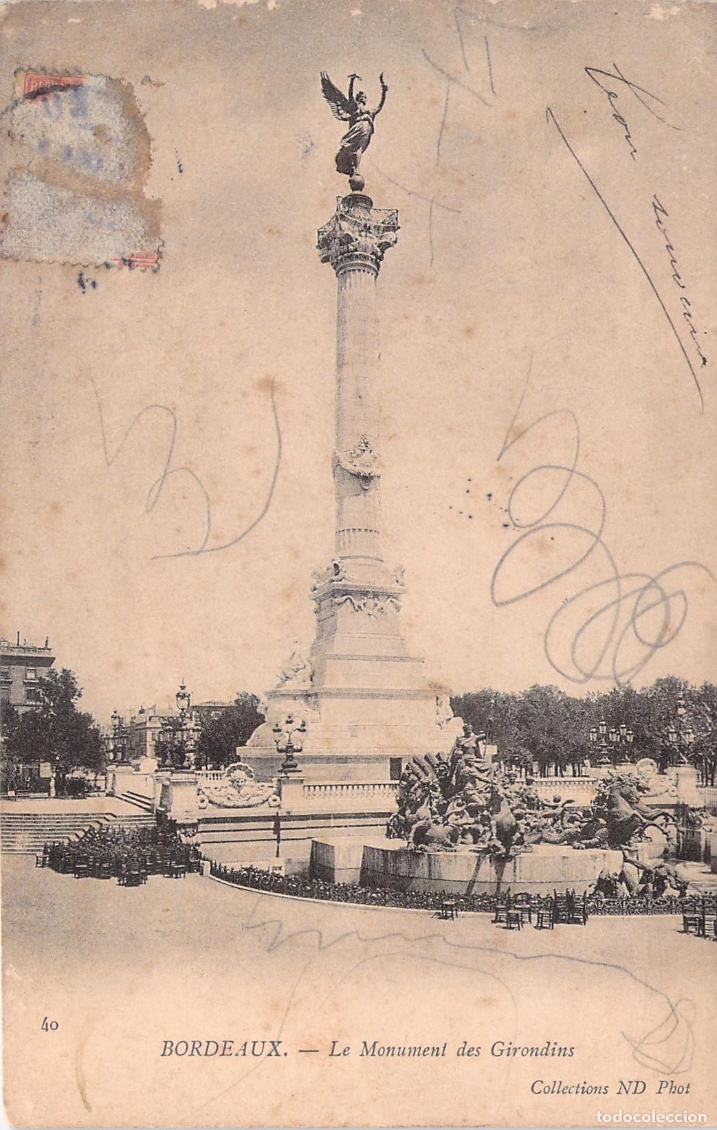 Postais: Tarjeta Postal Monumento de los Girondinos en Burdeos Francia