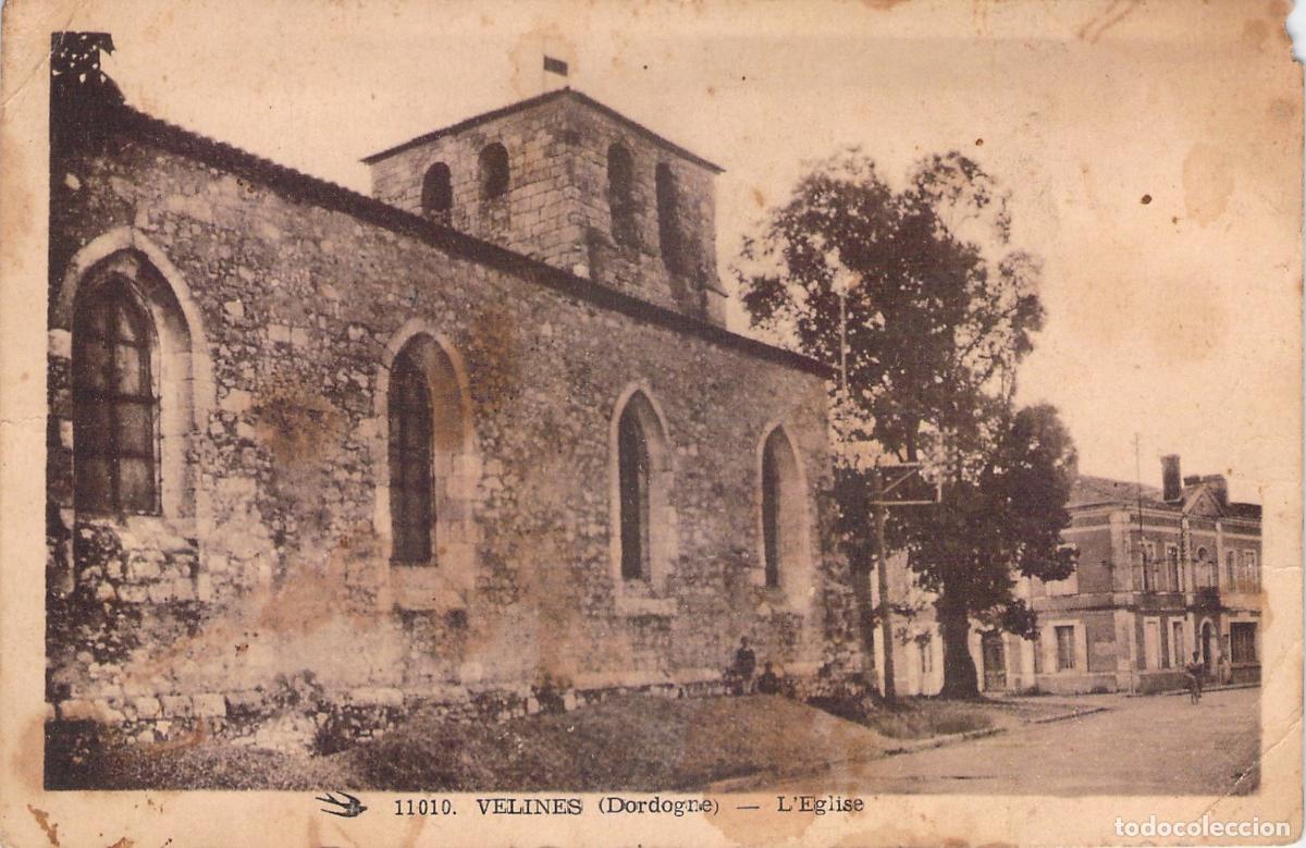 Postais: Postal de la Iglesia de V&eacute;lines en Dordogne Francia
