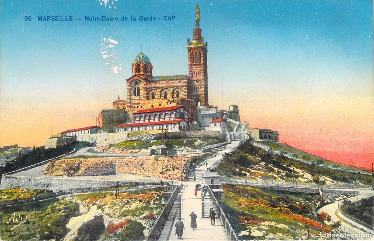 Postais: Postal de la Bas&iacute;lica Notre-Dame de la Garde en Marsella, Francia