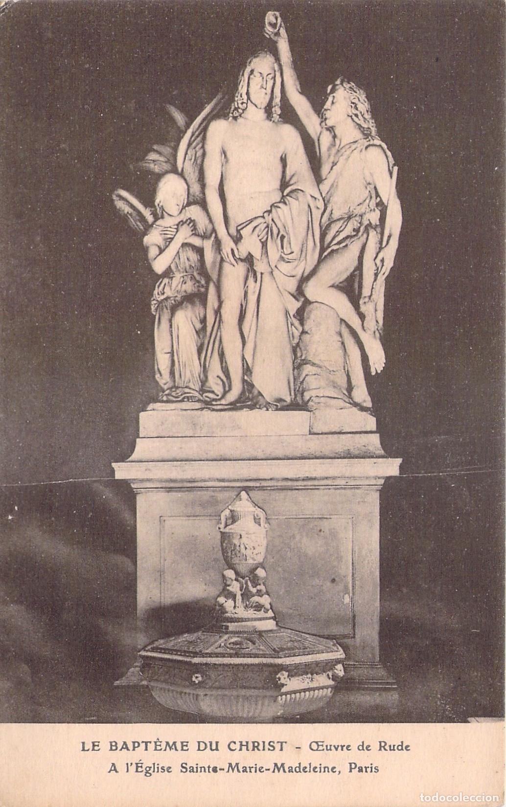 Postcards: Postal Escultura El Bautismo de Cristo por Rude Iglesia de la Madeleine Par&iacute;s
