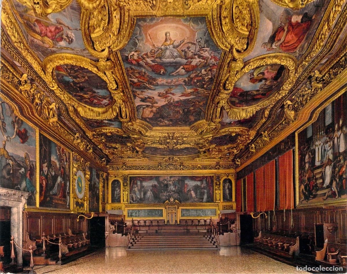 Postales: Postal de la Sala del Senado en el Palacio Ducal de Venecia