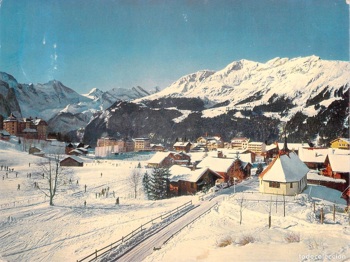 Postales: Postal de Wengen con Breithorn y Schwarzbirg en Invierno, Suiza