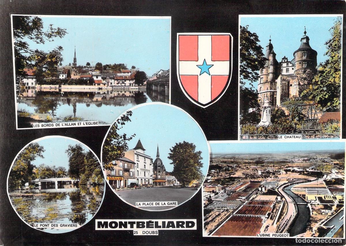 Postales: Postal de Montb&eacute;liard con Vistas M&uacute;ltiples y F&aacute;brica Peugeot