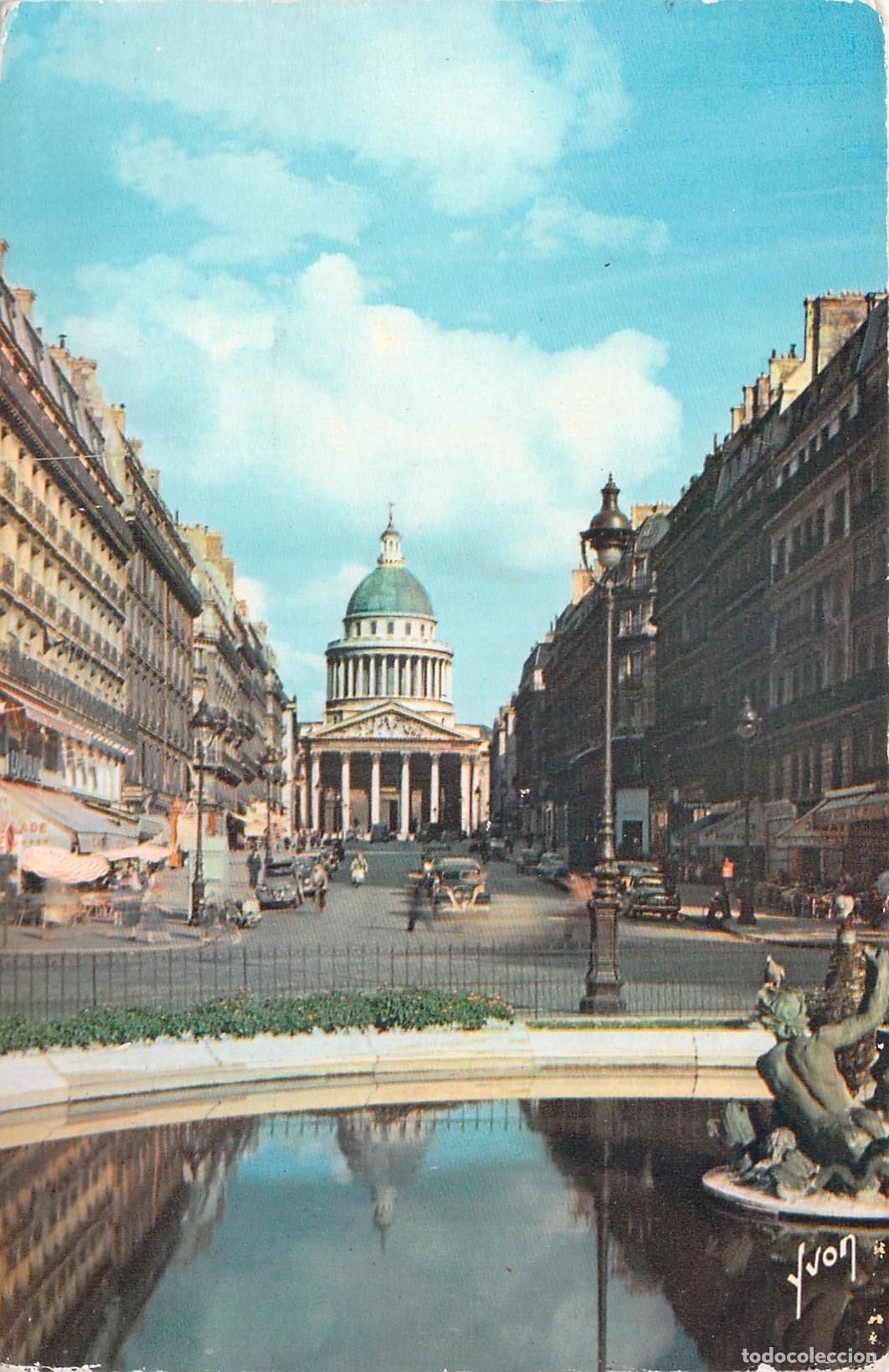 Postales: Postal de Par&iacute;s El Pante&oacute;n y la Calle Soufflot Francia