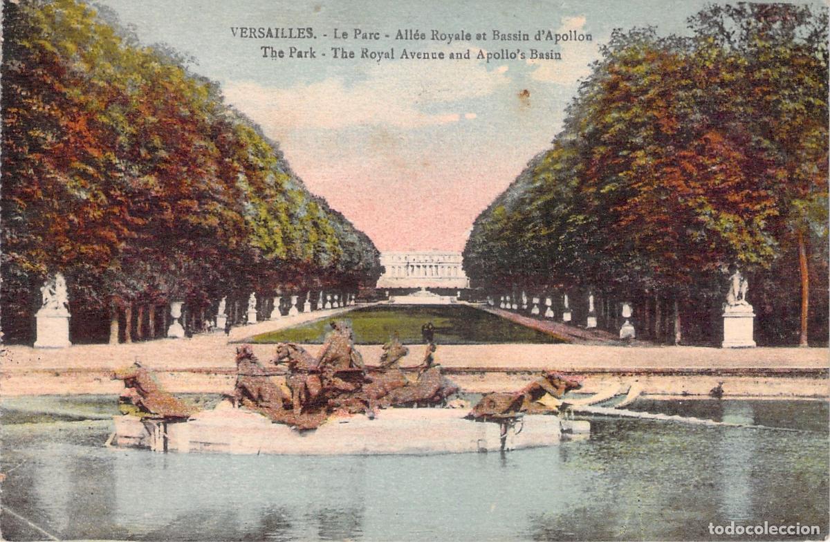 Postales: Postal del Parque de Versalles, Avenida Real y Estanque de Apolo