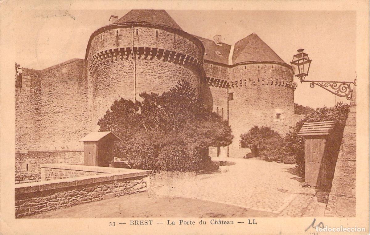 Postales: Postal de la Puerta del Castillo en Brest, Francia