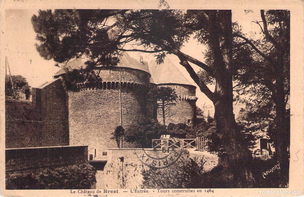 Cartes Postales: Postal de la Entrada al Castillo de Brest, Breta&ntilde;a, Francia