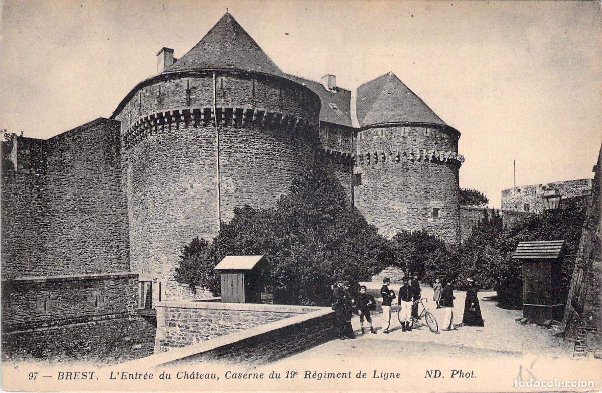 Postales: Postal Entrada al Castillo de Brest y Cuartel Militar Francia